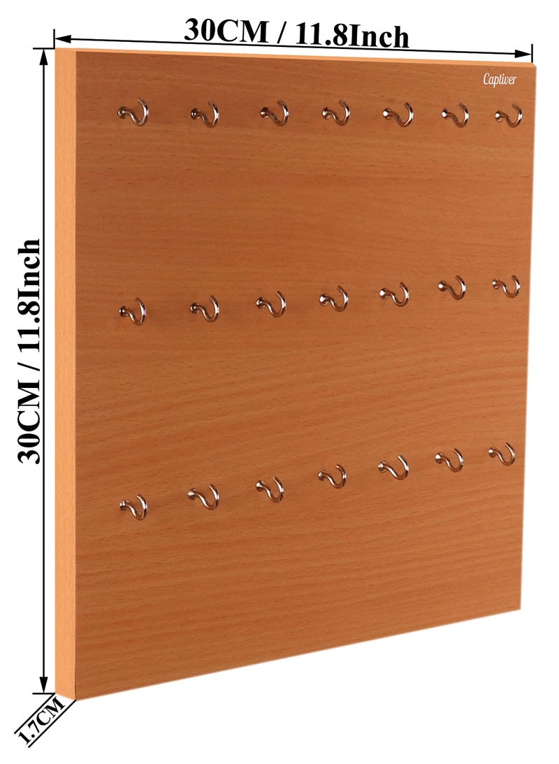 Captiver Engineered Wood Wall Mounted Key Holder Box Rack Stand (21 Hooks, Beech) Chain knobs Kitchen Large Magnetic Organiser Plastic Unique - Image 4