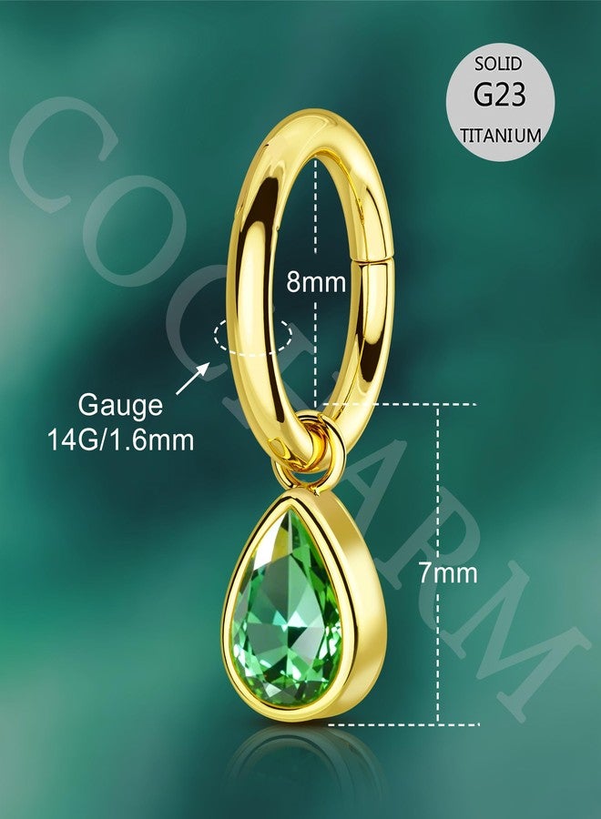 COCHARM Dangle Drop G23 Solid Titanium Belly Button Ring, 14G 8MM Clicker Belly Navel Rings for Women, Surgical Steel Navel Piercing Jewelry - Image 4