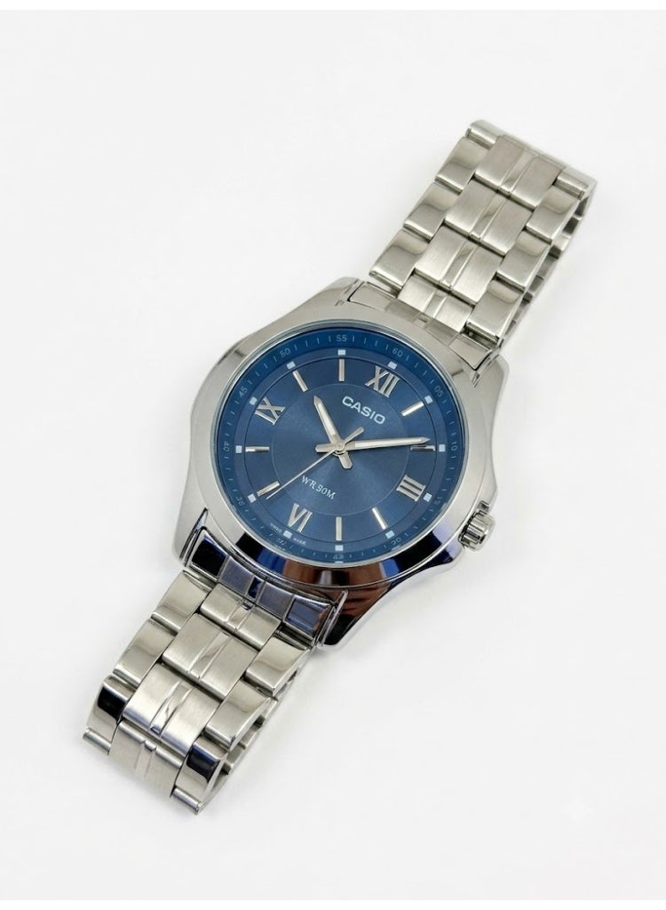 Casio Enticer Men's Analog Classic Dress Watch with Navy Blue Roman Numeral Dial - Image 1