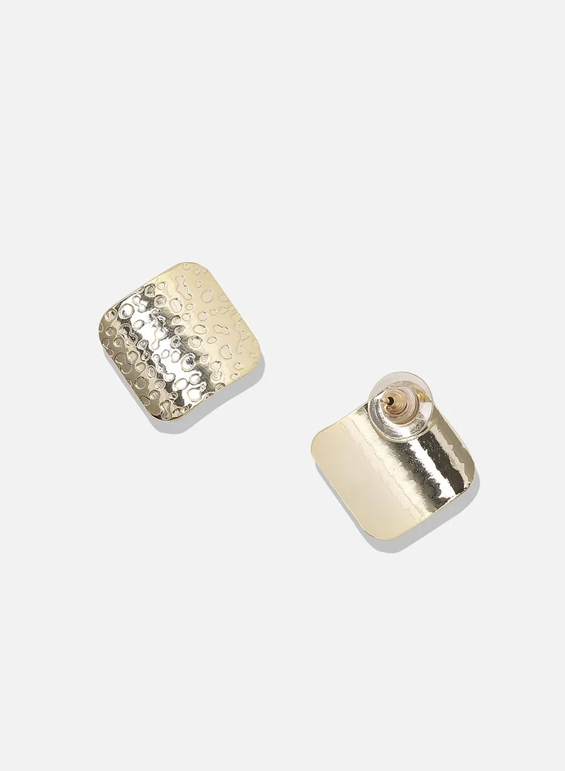 SOHI Dented Textured Square Artificial Stud Earring Jewellery