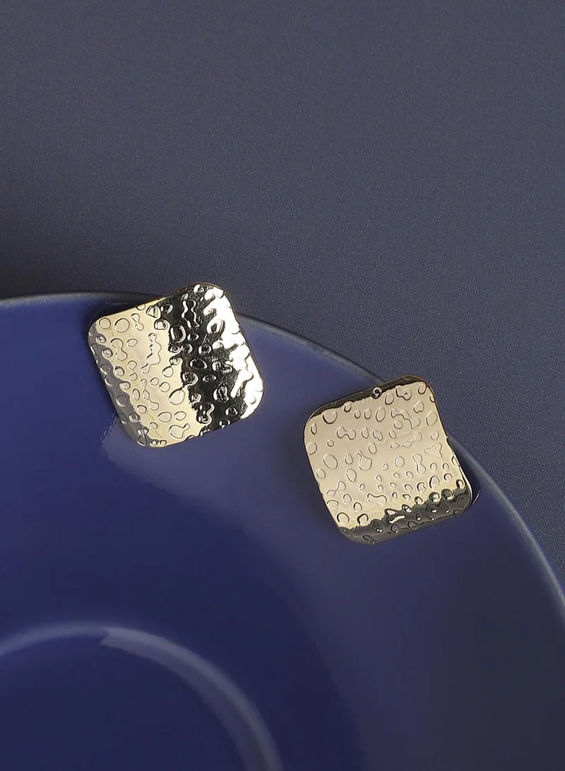 SOHI Dented Textured Square Artificial Stud Earring Jewellery