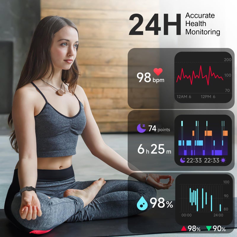 VMQIPNS Fitness Tracker,Smart Watch with 24/7 Heart Rate Blood Oxygen Sleep Monitor,1.47" HD Touchsreen with Step & Calorie Counter 100+ Sport Modes Health Activity Trackers for Men and Women (Black) - Image 5