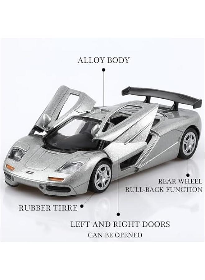 1/36 Scale Mclaren F1 1994 Diecast Cars Models,Pull Back Vehicles Mclaren Toy Cars,Cars Gifts for Boys Girls Silver - Image 3
