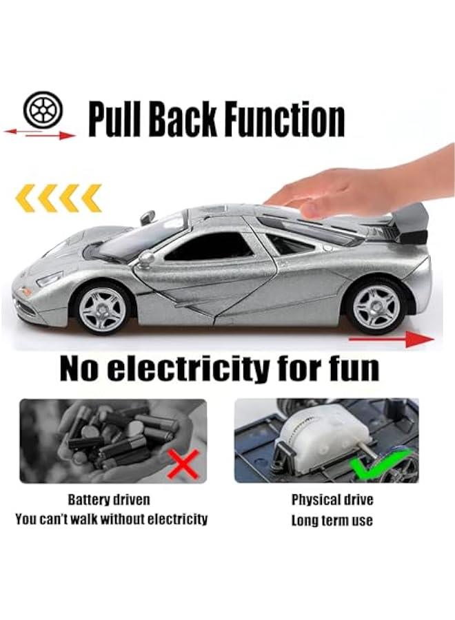 1/36 Scale Mclaren F1 1994 Diecast Cars Models,Pull Back Vehicles Mclaren Toy Cars,Cars Gifts for Boys Girls Silver - Image 4