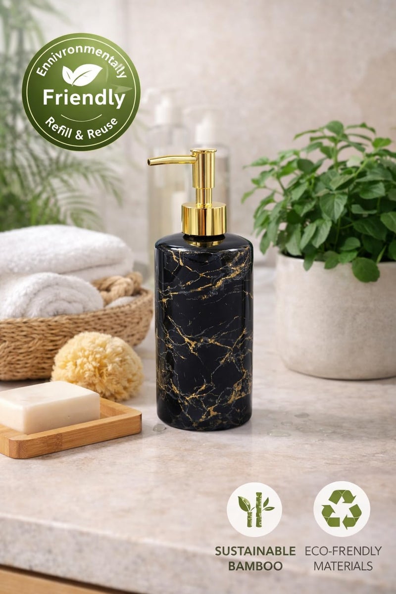 Whizzo Italian Concept Design Ceramic Liquid Soap, Shampoo, Conditioner, Shower Gel Dispenser (500ML, WZ-LD-076-Black) - Image 4
