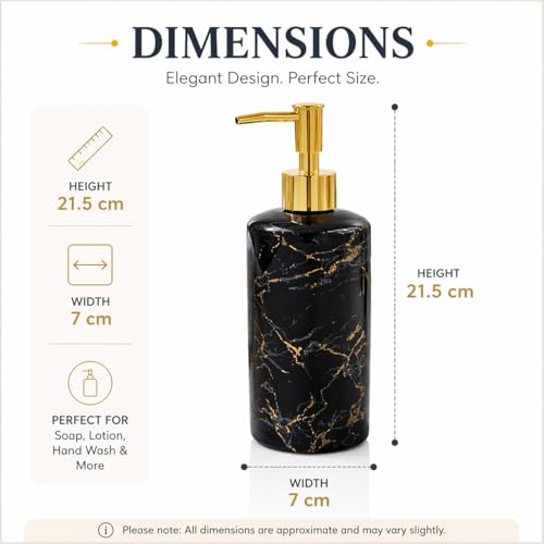 Whizzo Italian Concept Design Ceramic Liquid Soap, Shampoo, Conditioner, Shower Gel Dispenser (500ML, WZ-LD-076-Black) - Image 3