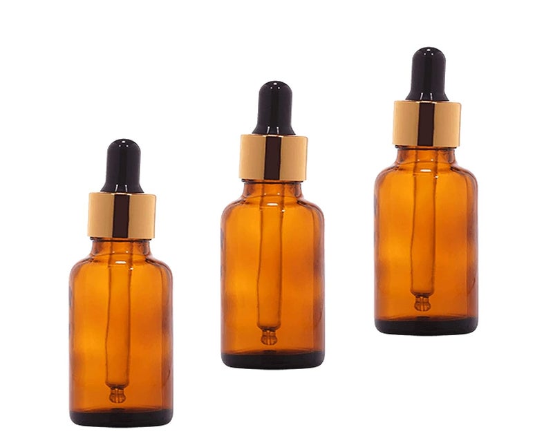 LandSlide LandSlide Amber Glass Dropper Bottles 30 ml 3 Pieces Ideal for Essential Oils Diy Oil Blends Perfumes Cosmetics Beauty Products  - Image 1