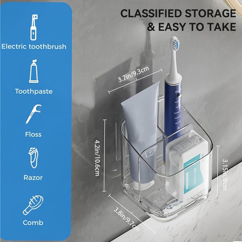 Transparent Wall Mounted Toothbrush Holder With Drain For Bathroom Storage - Image 3