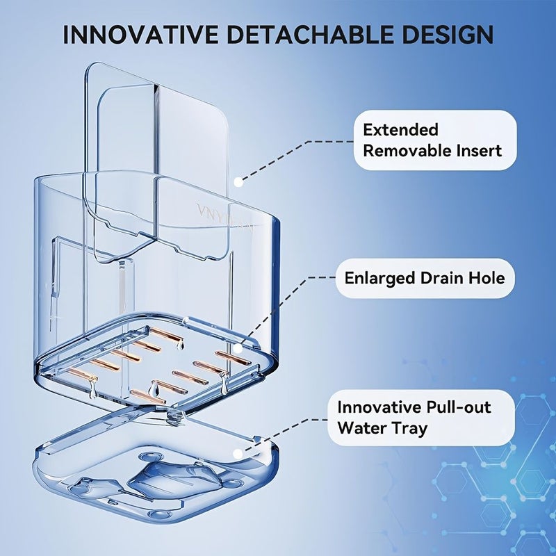 Transparent Wall Mounted Toothbrush Holder With Drain For Bathroom Storage - Image 4