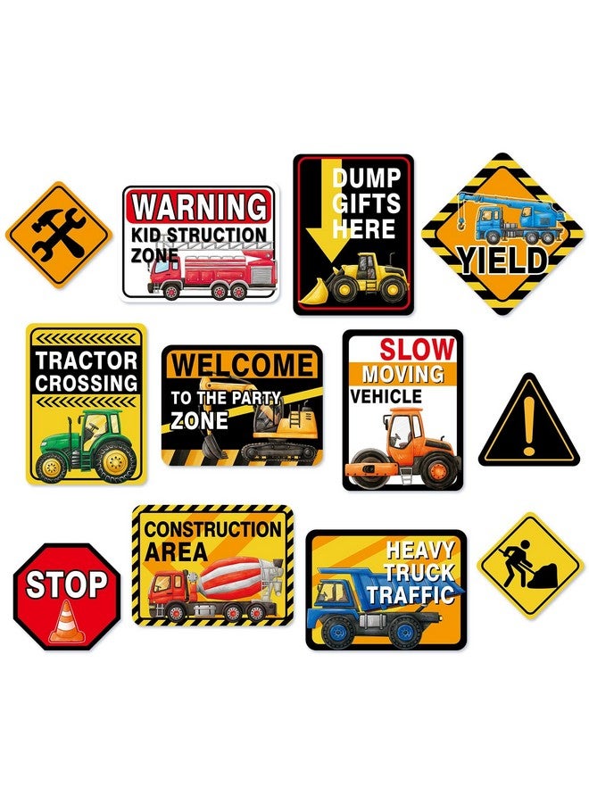 ويرنساي ديكورات حفلات شاحنة البناء من WERNNSAl - 12 قطعة من لافتات منطقة حفلات شاحنة البناء للأطفال، لوازم حفلات أعياد الميلاد، ديكور فني جداري لشاحنة البناء لمنزلك وحدائقك وديكورات الفناء - Image 1