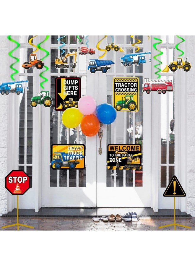 ويرنساي ديكورات حفلات شاحنة البناء من WERNNSAl - 12 قطعة من لافتات منطقة حفلات شاحنة البناء للأطفال، لوازم حفلات أعياد الميلاد، ديكور فني جداري لشاحنة البناء لمنزلك وحدائقك وديكورات الفناء - Image 4
