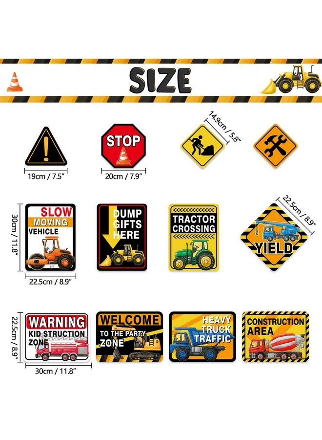 ويرنساي ديكورات حفلات شاحنة البناء من WERNNSAl - 12 قطعة من لافتات منطقة حفلات شاحنة البناء للأطفال، لوازم حفلات أعياد الميلاد، ديكور فني جداري لشاحنة البناء لمنزلك وحدائقك وديكورات الفناء - Image 2
