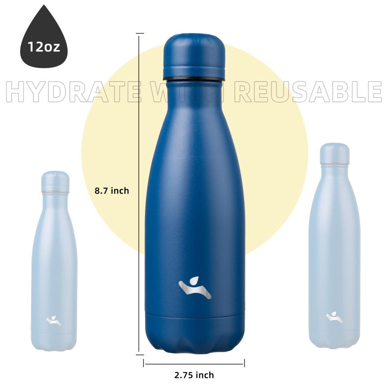 Konokyo Insulated Water Bottles,12 oz Double Wall Stainless Steel Vacumm Metal Flask for Sports Travel,Blue - Image 3