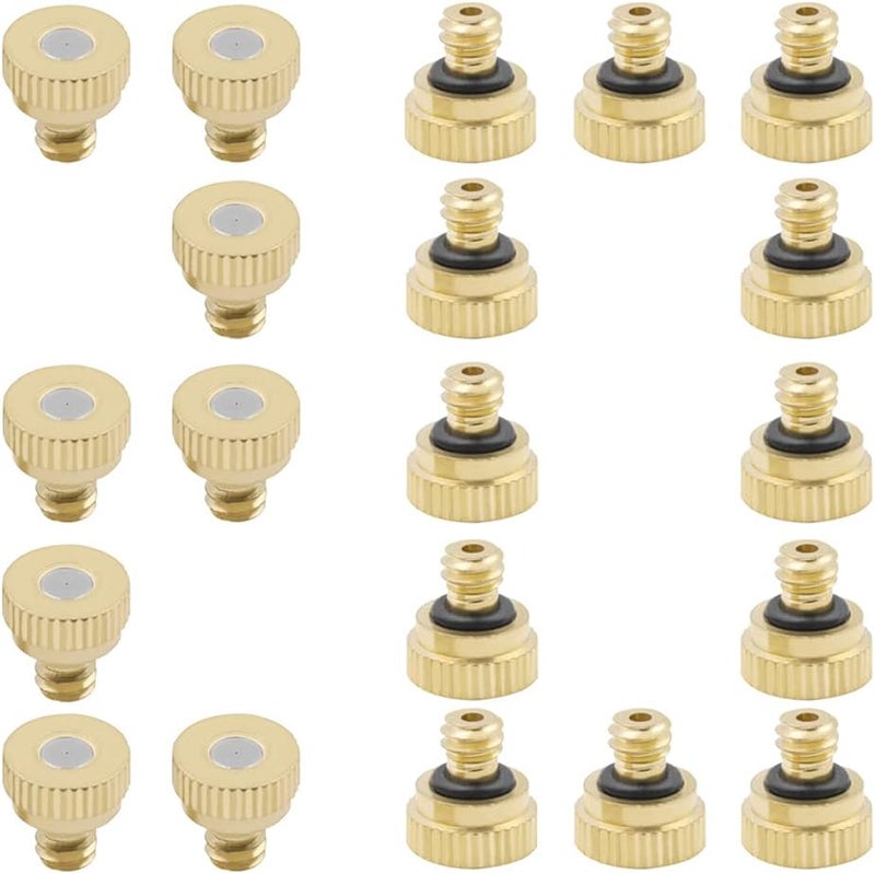 beduan Brass Misting Nozzles Low Pressure Atomizing Misting Sprayer for Outdoor Cooling System 0.012" Orifice (0.3 mm) 10/24 UNC Garden (Pack of 20) - Image 1