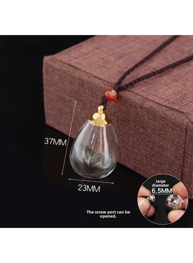 Openable Transparent Glass Ball Cinnabar Bottle Hollow Pendant Lanugo Hair Quack Box Pendant Men's And Women's Lovers Necklace