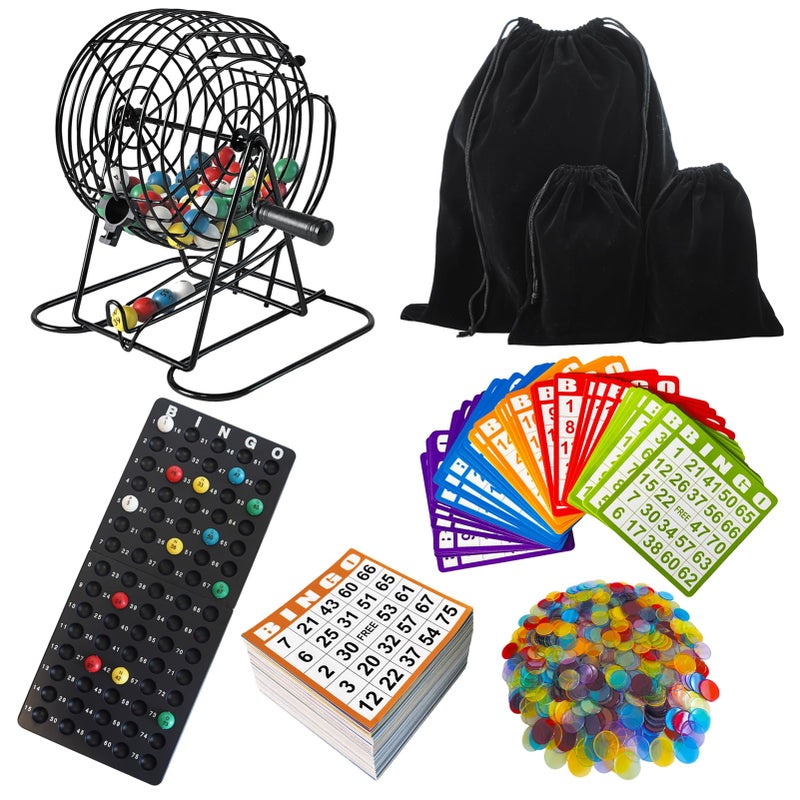 SEETOOOGAMES Deluxe Bingo Game Set Metal Cage 50 Bingo Cards 500 Paper Sheets 500 Chips 75 Balls Plastic Master Board Great for Large Groups Family Games Nights Parties Classic Cage - Image 3