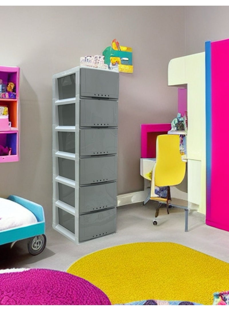 المفرج خزانة 6 أدراج رمادي 42×34×124 سم - Image 3