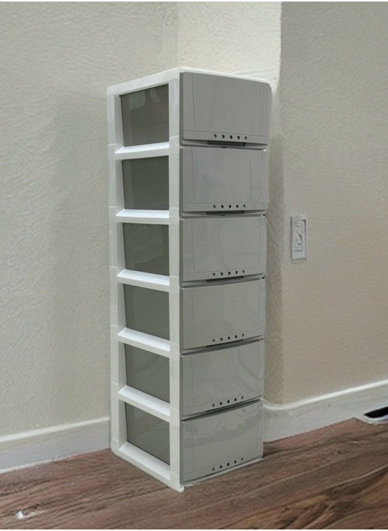 ALMUFARREJ Chest of 6 Drawers Grey 42×34×124 cm  - Image 1