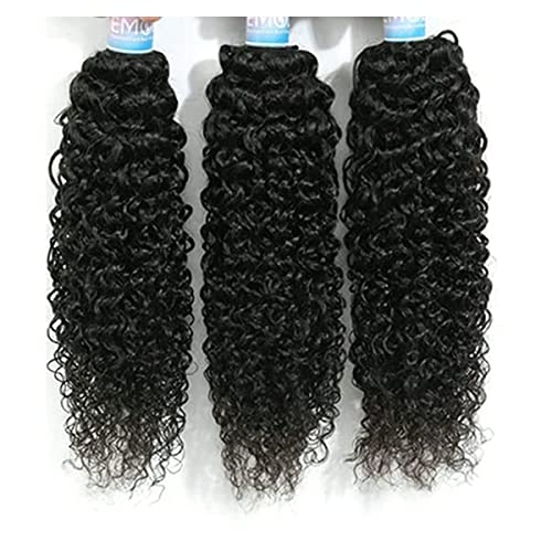Kinky Curly Human Hair Bundles  Thick Curly Weave Virgin Hair Full Head Natural Black Color Can Be Dyed  3 Bundles Total 300g 121416 Inch
