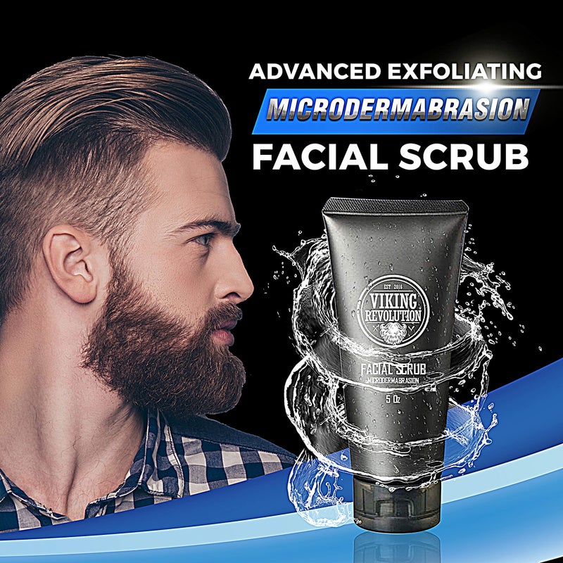 Viking Revolution Microdermabrasion Face Scrub for Men - Facial Cleanser for Skin Exfoliating, Deep Cleansing, Removing Blackheads, Acne, Ingrown Hairs - Men's Face Scrub for Pre-Shave (2 Pack) - Image 2