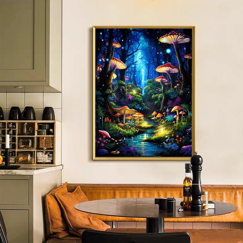 Meothan Enchanted Glow Forest Diamond Painting for Adults DIY Mushroom Diamond Art for Adult Beginners Mushroom Gem Painting Crafts for Adults Home Wall Decor 5D Gem Art Perfectly for Relaxation 12x16inch - Image 2