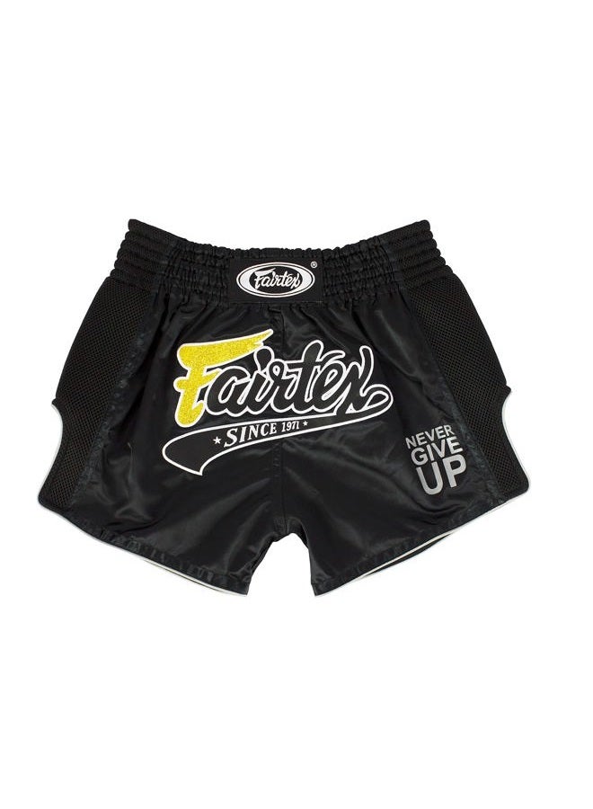 FAIRTEX BS1901 MUAY THAI SHORTS STEALTH BLACK MEDIUM - Image 1
