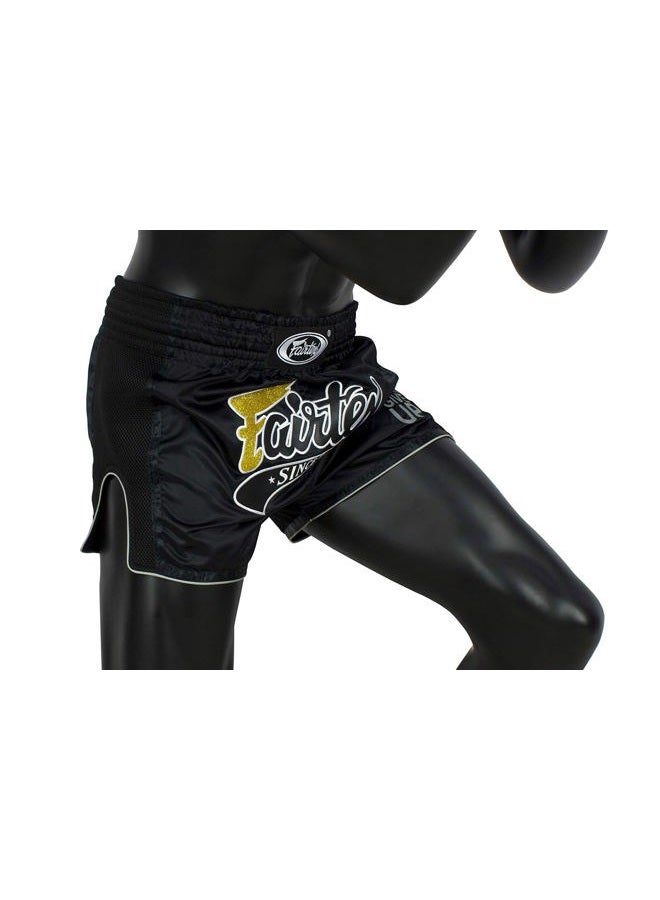 FAIRTEX BS1901 MUAY THAI SHORTS STEALTH BLACK MEDIUM - Image 5