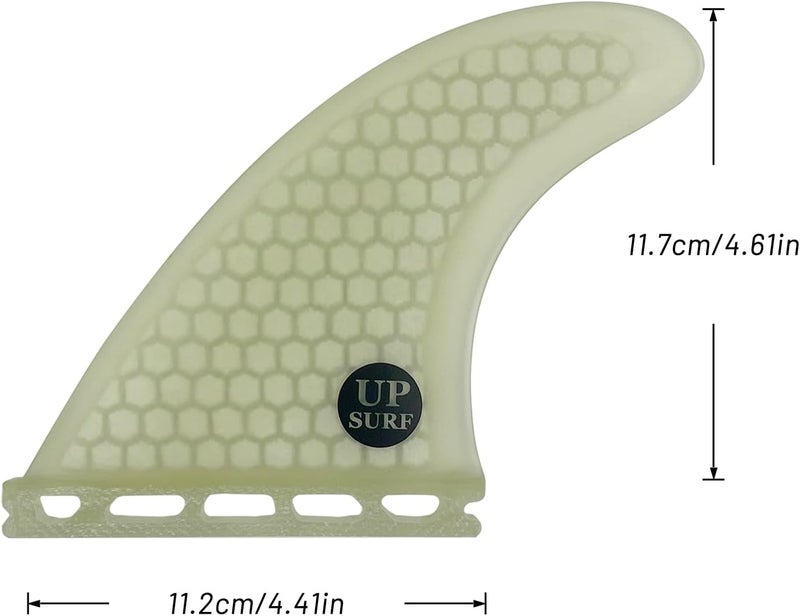 UP SURF Surfboard Tri Fin Single Tab M Size Fiberglass+Honeycomb Surfboard Fin G5 Thruster Set(White/Blue/Orange) - Image 3