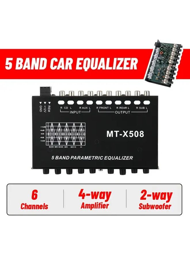 5 Band Car Equalizer Amplifier 6 Channel Parametric Equalizer 36V Power Supply - Image 2