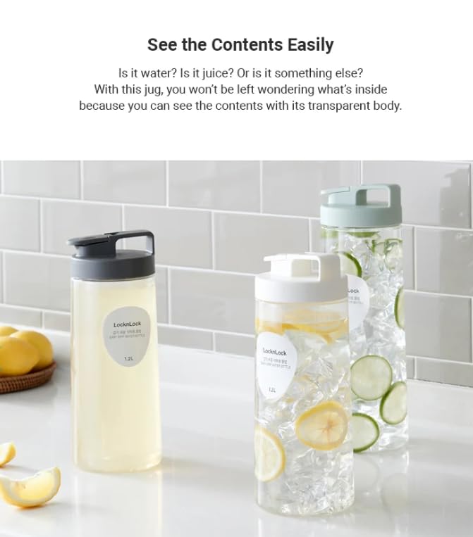 LOCK & LOCK LocknLock Easy Grip Water Bottle 1.2L (1200ml), Mint - BPA Free, Leak Proof - Image 3