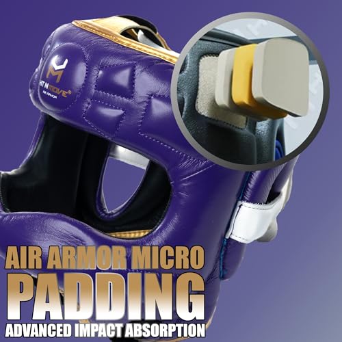 HIT N MOVE® Air Armor Face Saver Boxing Headgear, Lightweight Protective Gear for MMA, Kickboxing, Martial Arts, Training & Sparring and Combat Sports (Purple, S/M 22.5 in -) - Image 4