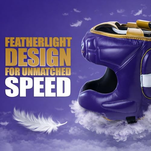 HIT N MOVE® Air Armor Face Saver Boxing Headgear, Lightweight Protective Gear for MMA, Kickboxing, Martial Arts, Training & Sparring and Combat Sports (Purple, S/M 22.5 in -) - Image 2