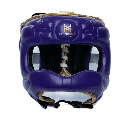 HIT N MOVE® Air Armor Face Saver Boxing Headgear, Lightweight Protective Gear for MMA, Kickboxing, Martial Arts, Training & Sparring and Combat Sports (Purple, S/M 22.5 in -) - Image 1