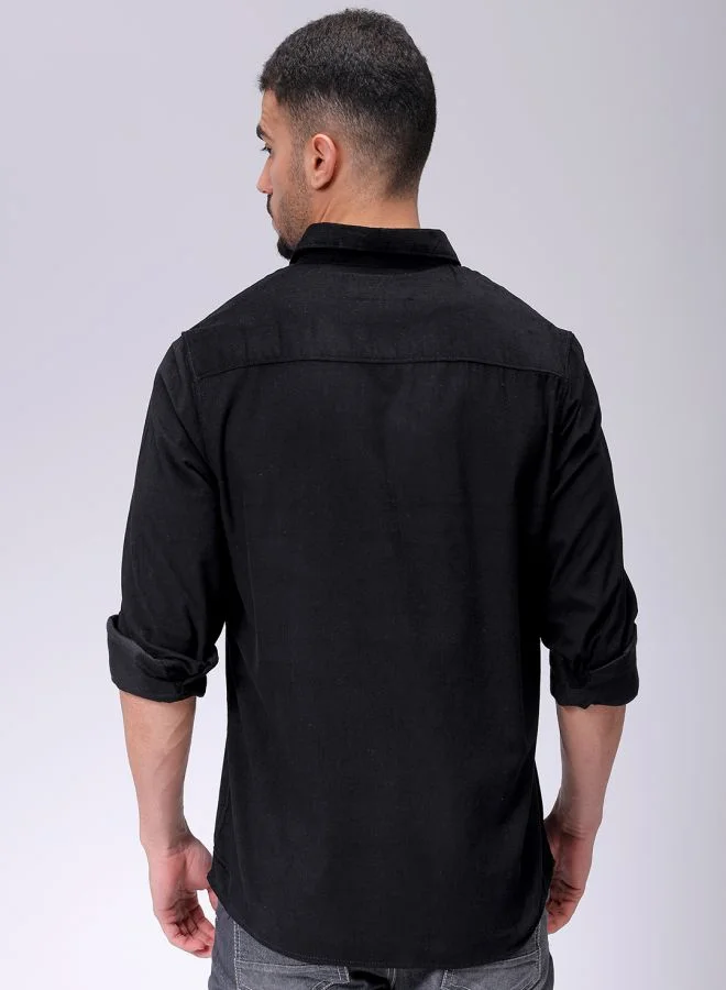 The Indian Garage Co Men Regular Fit Solid Full Sleeves Cutaway Collar Casual Shirt