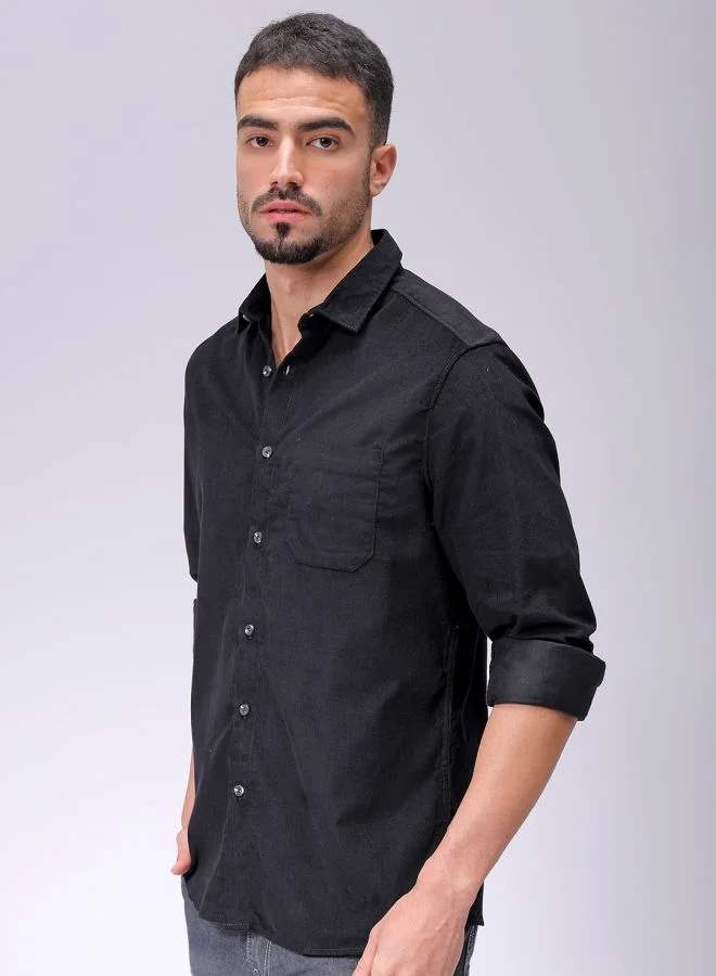 The Indian Garage Co Men Regular Fit Solid Full Sleeves Cutaway Collar Casual Shirt