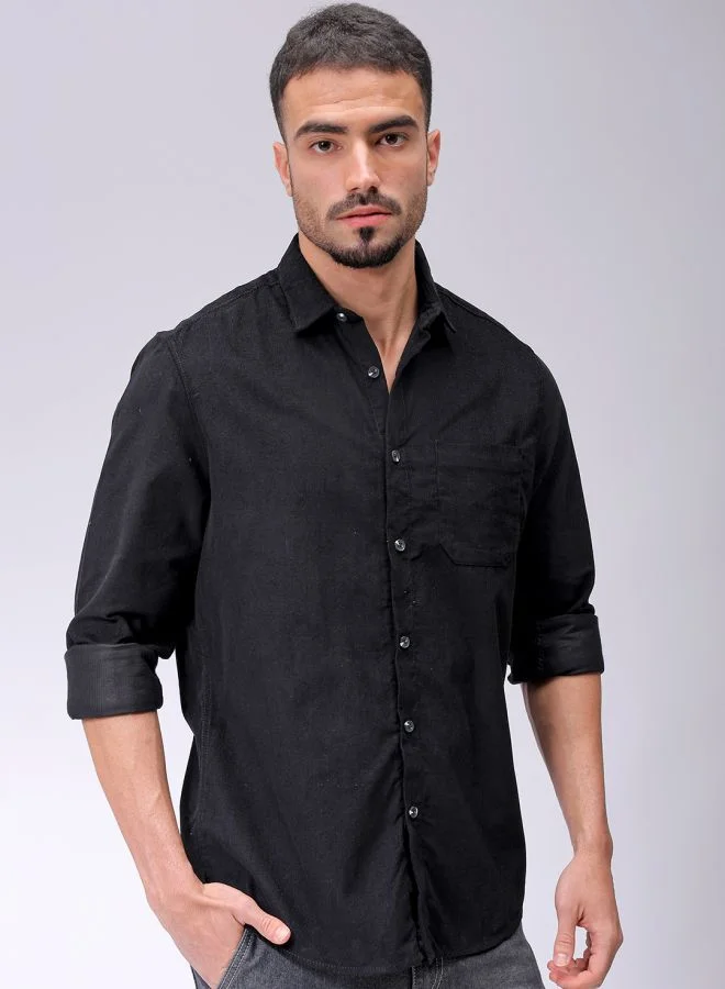 The Indian Garage Co Men Regular Fit Solid Full Sleeves Cutaway Collar Casual Shirt