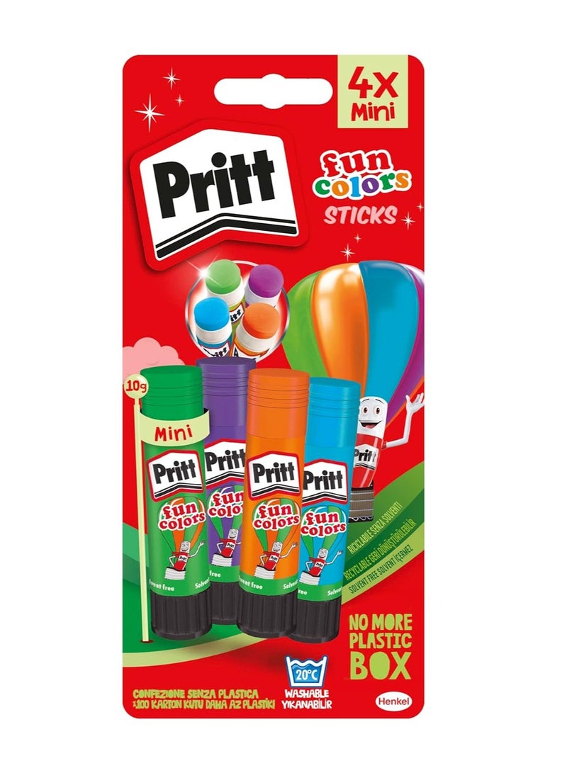 Pritt Rainbow Coloured Glue Sticks Safe Child Friendly Craft Glue For Arts Crafts Activities Strong Hold Adhesive For School Supplies 4X10 gm - Image 1