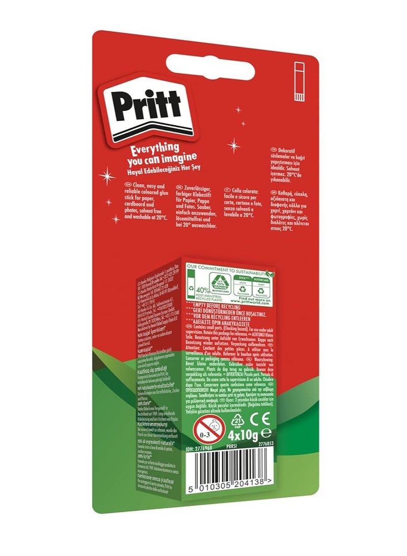 Pritt Rainbow Coloured Glue Sticks Safe Child Friendly Craft Glue For Arts Crafts Activities Strong Hold Adhesive For School Supplies 4X10 gm - Image 2