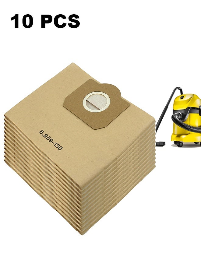 بكومور عبوة من 10 أكياس فلتر ورقية لمكنسة Karcher WD3 / WD3P الكهربائية - أكياس تجميع غبار بديلة، فلتر للاستخدام مرة واحدة جاف ورطب - Image 1