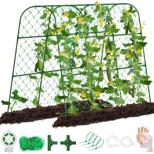 WLLEYAY Large Cucumber Trellis for Raised Bed UShape Garden Trellis for Climbing Plants OutdoorAdjustable Metal Arch Vegetables TrellisPlant Support Garden Stakes for Vine Green492x492x236 - Image 1