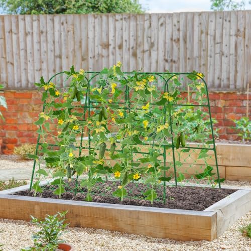 WLLEYAY Large Cucumber Trellis for Raised Bed UShape Garden Trellis for Climbing Plants OutdoorAdjustable Metal Arch Vegetables TrellisPlant Support Garden Stakes for Vine Green492x492x236 - Image 3