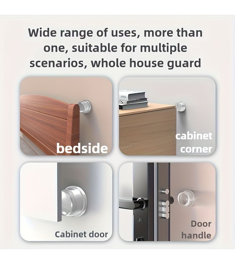 2 Transparent Door Stops Drill Free PET Bottom Installation Prevents Slamming - Image 5