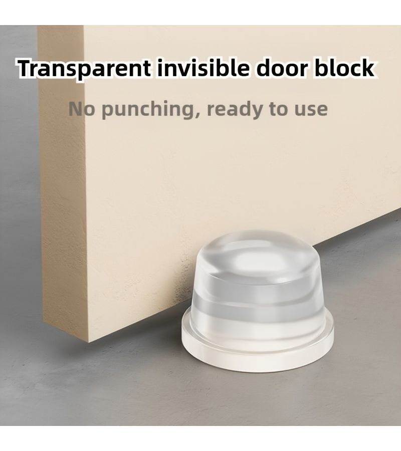 2 Transparent Door Stops Drill Free PET Bottom Installation Prevents Slamming - Image 3