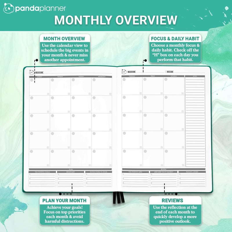 Panda Planner 2026 Undated Weekly Planner, To Do List Notebook with Habit Tracker, 8â€ x 11â€, 53 Weeks, Daily Weekly Monthly Overview for Home, School, Office, Turquoise - Image 4