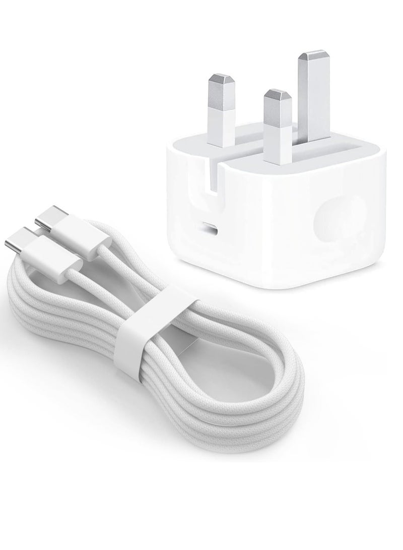 【MFi Certified】 iPhone 15 Charger Fast Charging, PD 20W USB C Wall Charger Plug with 1M USB C to USB C Fast Charging Data Sync Cable for iPhone 15/15 Plus/15 Pro/15 Pro Max, iPad Pro/Air/Mini/10th  - Image 1