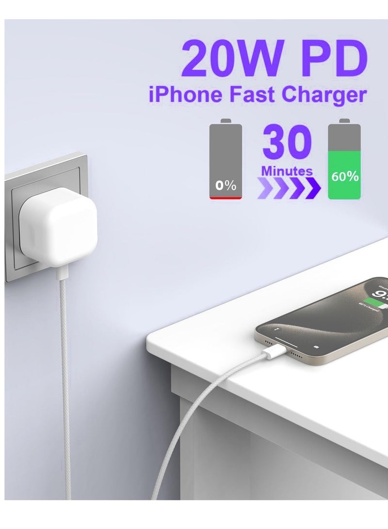 【MFi Certified】 iPhone 15 Charger Fast Charging, PD 20W USB C Wall Charger Plug with 1M USB C to USB C Fast Charging Data Sync Cable for iPhone 15/15 Plus/15 Pro/15 Pro Max, iPad Pro/Air/Mini/10th  - Image 2