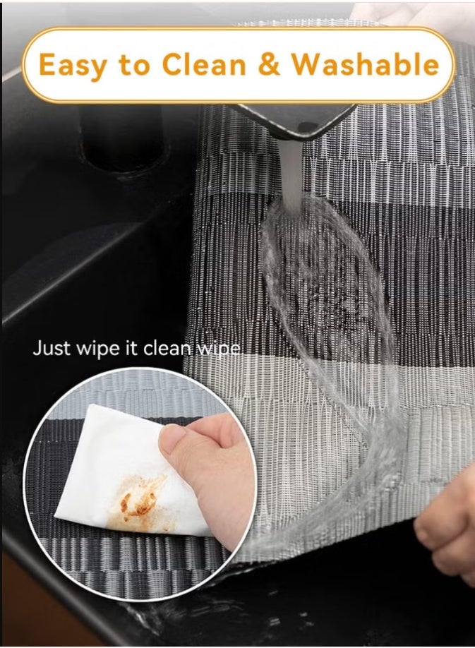 Anti-Skid Table Mats，6PCS Placemats High-quality PVC Material Woven Texture Heat Insulation Oil Resistance Not Easy to Mold Suitable for Home Hotels Restaurants Cafes Etc - Image 5