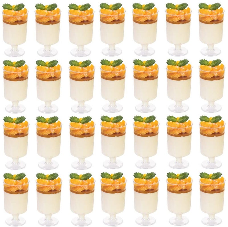 KAHEIGN 60Pcs Mini Dessert Cups 100ml Plastic Round Dessert Cups Clear Parfait Appetizer Cup Reusable Serving Bowl for Dessert Pudding Mousse Party 85 x 5cm