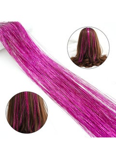 Edoneery 19.7 Inch Clip In Hair Tinsel Fairy Hair Tinsel Kit Clips Clip On Glitter Hair Tinsel Extensions (Rose)  - Image 5