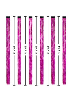 Edoneery 19.7 Inch Clip In Hair Tinsel Fairy Hair Tinsel Kit Clips Clip On Glitter Hair Tinsel Extensions (Rose)  - Image 2